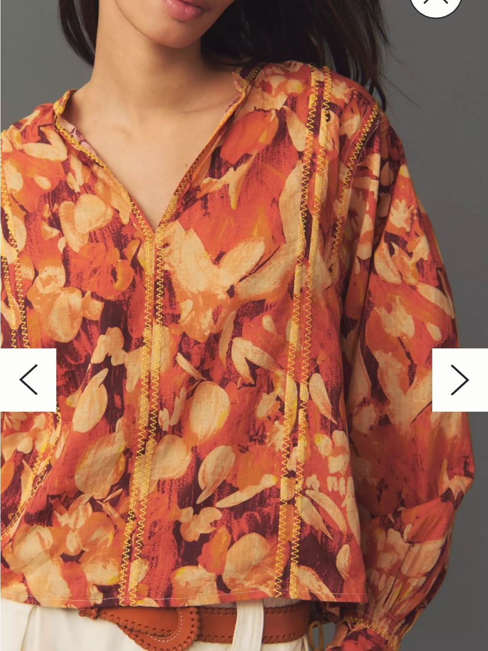 By Anthropologie Tassel Stitched Blouse - Picture 3 of 10